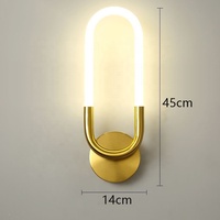 Applique murale LED en U de luxe léger, style moderne nordique minimaliste, dorée, pour salon et fond TV