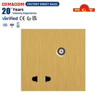 Prise murale électrique OEM pour usage domestique et professionnel, dorée brossée, 1 poste, 2 broches, pour télévision