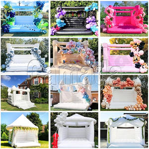 Château gonflable blanc 13 x 13 avec toboggan, petit, pour extérieur, en PVC, pour <span class=keywords><strong>jardin</strong></span>, fête, <span class=keywords><strong>location</strong></span> de château gonflable, entreprise - Product Image 1