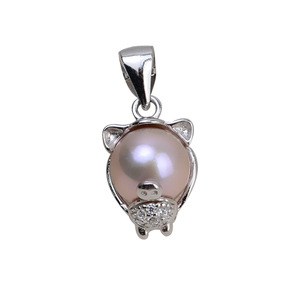 Pendentif en argent S925, signe du zodiaque cochon, avec 7-8 perles embryon de cheveux, accessoires de bijoux DIY, plateau semi-fini 2052 - Product Image 5