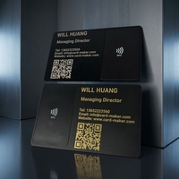 Carte de visite numérique en métal noir / Carte de visite NFC en métal de luxe avec lien codé pour les réseaux sociaux