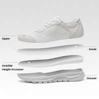 Chaussures de sport décontractées pour hommes en cuir de vachette respirant avec mousse et maille, rehaussant la taille de 7 cm – Prix usine, vente chaude