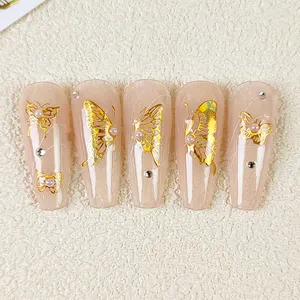 Limited Time Sales Promotion High Quality Customise Nail Sticker Cosmetics Laser Gold Butterfly Nail Art Stickers Decal