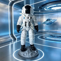 Große Leuchtende Astronauten-Skulptur aus Glasfaser, Handgefertigt, Tägliches Geschenk für Einkaufszentren, Ausstellungen, Geschäfte, Bar-Bodendekoration