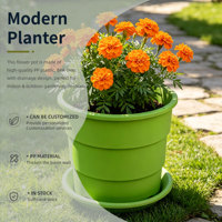Pot de fleurs en PP 24,7 L, durable, avec trou de drainage, design minimaliste moderne, intérieur/extérieur, toutes saisons