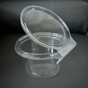 16OZ Tamper Evident Seal Takeaway Soup Cup Disposable Plastic Round Dessert Hinged Lid Containers