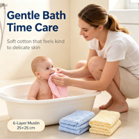 Serviettes en coton pur 6 couches ChamXue, lingettes en mousseline ultra douces et absorbantes, lingettes de bain pour le visage et le corps, soin quotidien pour peaux délicates