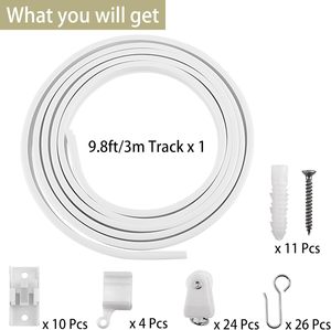 CF Plastic Flexible PVC Bendable Window Bath Shower Curtain <strong>Rail</strong> <strong>Hooks</strong> Set <strong>for</strong> Bathroom Sliding Divider Ceiling Curtain Track - Product Image 6