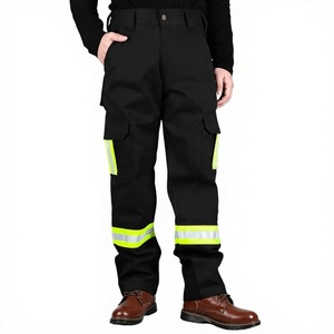 High Visibility Flame Retardant <b>Work</b> <b>Pants</b> Reflective Stripe <b>Cargo</b> Trousers Elastic Waist Safety Uniform Navy - Product Image 1