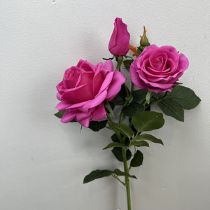 <span class=keywords><strong>Buquet</strong></span> de rosas artificiales de látex rosa claro de alta calidad de 3 cabezas de alta calidad de 3 cabezas - Product Image 2