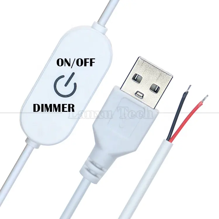 5V מגע מתג על OFF בקר Stepless USB כדי חוטים פתוחים סוף כבל LED דימר עבור Led רצועת אור מנורה