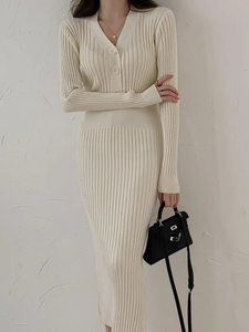 <span class=keywords><strong>Robe</strong></span> <span class=keywords><strong>pull</strong></span> midi élégante en coton de haute qualité, à col en V, ajustée, douce et <span class=keywords><strong>longue</strong></span> - Product Image 6