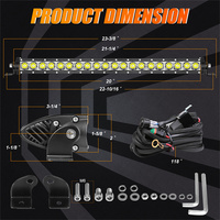 100W faisceau de tache lumière blanche simple rangée 3D 20 pouces brouillard conduite 12V Led barre lumineuse pour camionnettes hors route