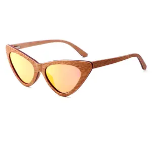 Luxury Designer Classic Eyewear Natural Bamboo Wooden Sun Glasses UV400 Polarized Men Women Cat Eye Wood Sunglasses