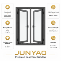 Fenêtre à battant en alliage d'aluminium étanche JUNYAO Factory Pool House 5+27A+5 Low-E insonorisée à rupture de pont thermique Energy Star CE OEM