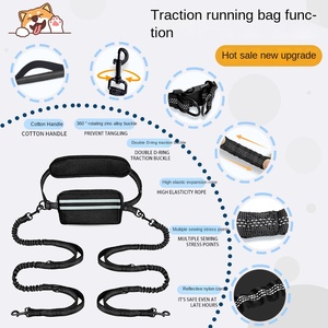 Tali Anjing Elastis Dua Kepala Anti Gesek Anti Tarik Tas Pinggang Portabel Olahraga 2-in-1 Tali Jalan-Jalan Anjing untuk Hewan Peliharaan Ganda - Product Image 3