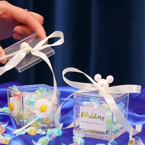 Clear Plastic Square Cube Small Acrylic Storage Box With Lids Containers Display Boxes Gift Box for Candy Pill Jewelry Christmas