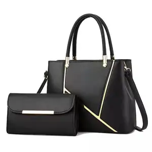 Precio al por mayor stock lote de Bolsos De Mujer pu cuero 2 en 1 conjunto de bolsos de mujer monederos de gran capacidad conjunto de bolsos