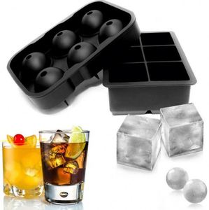 Moldes Cuadrados Reutilizables Personalizados al por Mayor, Bandeja de Silicona Flexible para Cubitos de Hielo en Forma de Esfera, Bola Redonda para Whisky, con Tapa - Product Image 1