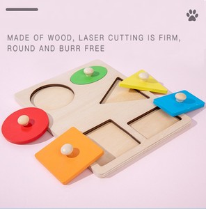 In legno triangolo cerchio quadrato Montessori geometrico Puzzle bordo forma e colore Sorter Puzzle in legno educazione precoce per il bambino - Product Image 2