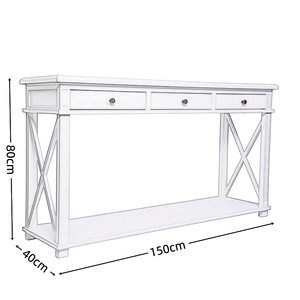 Hampton Style Đồ Nội Thất Phòng Khách Sang Trọng Cong Tay Bàn Gỗ Sồi Bảng 3 Ngăn Kéo - Product Image 2