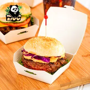 Nhà Máy Kraft Giấy Bao Bì Cho Nhà Bếp Chip Bánh Hamburger Salad Tacos Burger Tái Chế Tùy Chỉnh Takeaway Thức Ăn Nhanh Hộp Giấy