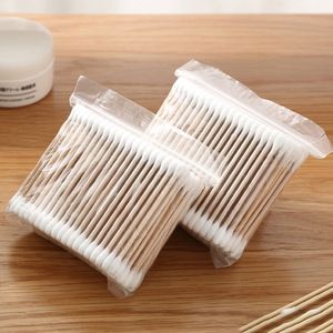 สำลีก้านไม้ ปลายสองด้าน แพ็ค 100 ชิ้น เครื่องมือทำความสะอาดเครื่องสำอาง - Product Image 1