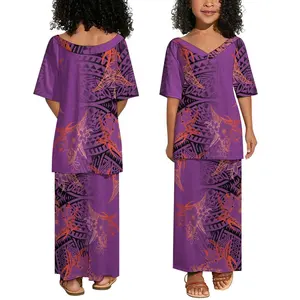 Brandneue polynesische samoa nische Stammes-Design benutzer definierte Mädchen Pacific Island Art Luxus Kinder Party Kleider Herbst Teenager-Kleidung