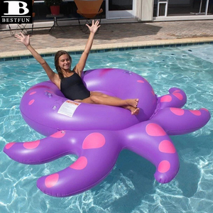 Flotador Gigante Inflable de <span class=keywords><strong>Pulpo</strong></span> para <span class=keywords><strong>Piscina</strong></span> con Fondo de Malla, Anillo de Natación de PVC Engrosado con Asas, Balsa Acuática para Adultos y Niños, Ideal para Fiestas - Product Image 3