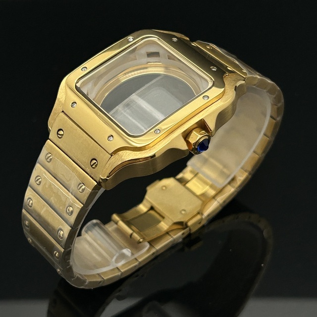 Gold Black Silver Rose Gold 38mm Modification Square Stainless Steel Watch Case for Seikoes Santoszes NH36/NH35/NH70 Movements