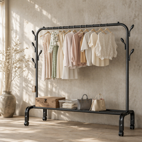 Porte-manteau et porte-sacs mobile en métal, design branche, présentoir pop pour séchage sur balcon