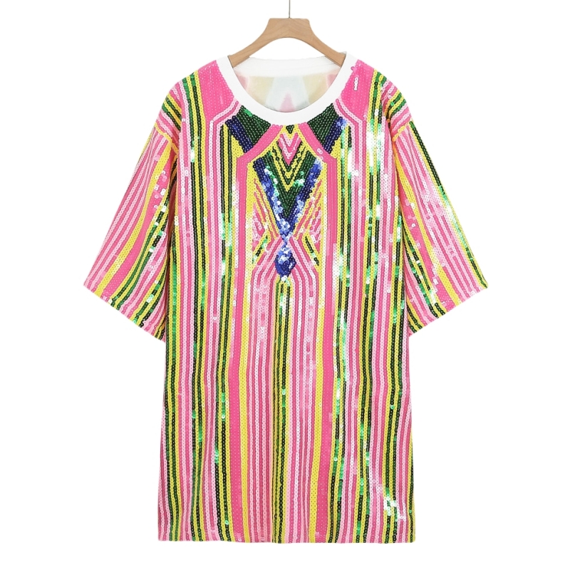 slim fit dress slacks Late But I'm Best Dressed Oversized Sequin T-Shirt Dress main image 1