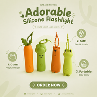 Article populaire : Lampe de camping rechargeable, torche LED portable, veilleuse mignonne en silicone, lampe USB rechargeable