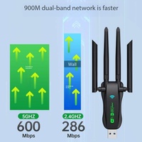 Adaptateur WiFi USB AX900 WiFi6 double bande 5G Gigabit sans pilote, clé Bluetooth 1300 Mbps pour ordinateur portable et de bureau ABS