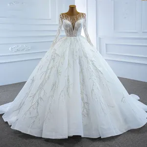 Nuovo design pelle nuda Tulle di scollo a V abito da sposa abito da sposa con pizzo scintillante Vestido De Noiva corte dei treni