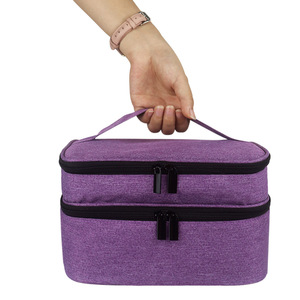Essential Oil Carrying Case Medium Size Zipper Closure Portable Cosmetic Bag With Soft Handle Textile Material - Product Image 1