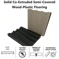 Planches de terrasse WPC semi-capsulées co-extrudées pour extérieur 150mmx23mm, modernes, lisses, écologiques, imperméables pour jardin, patio, cour et terrasse