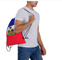 Sac à dos portable en polyester à cordon de serrage, motif national haïtien, idéal pour les sports de plein air, personnalisable – Meilleures ventes