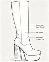 Bottes hautes en faux daim noir avec broderie de dragon, talons hauts épais, plateforme, nouveau style chinois, chaussures de soirée pour femmes