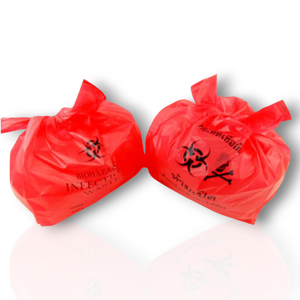 ถุงขยะมูลฝอยทางการแพทย์แบบม้วน ถุงขยะอันตรายทางชีวภาพ ถุงขยะติดเชื้อ  แบบกำหนดเองได้ ผลิตจาก HDPE สีแดง ใช้แล้วทิ้ง พร้อมเชือก PP สำหรับโรงพยาบาล - Product Image 3