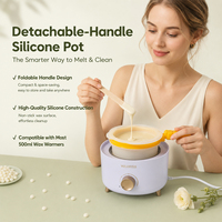 Nouvel Arrivage Pot à Cire en Silicone 500ml avec Poignée Pliable, Chauffage Uniforme pour Cire en Grains, Blocs Ronds et Cire Florale