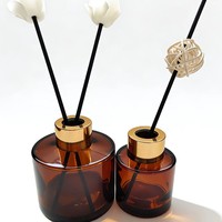 Diffuseur de parfum rond en bois de luxe, couleur ambre, sans alcool, fait main, pour décoration intérieure, bouteille vide, logo personnalisé, désodorisant d'ambiance