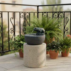 <span class=keywords><strong>Fontaine</strong></span> en résine Art Déco avec jet d'eau en forme de grenouille, alimentée à l'énergie solaire, design de nature morte mobile pour usage extérieur - Product Image 2