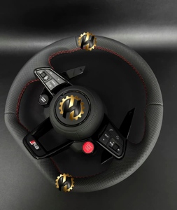 Volant sport HZ avec bouton de démarrage <span class=keywords><strong>S</strong></span>-<span class=keywords><strong>Line</strong></span>, demi-<span class=keywords><strong>coupe</strong></span> en fibre de carbone, palettes LED couleur personnalisée pour <span class=keywords><strong>Audi</strong></span> TT R8 <span class=keywords><strong>A4</strong></span> A5 B8 B9 S4 - Product Image 5