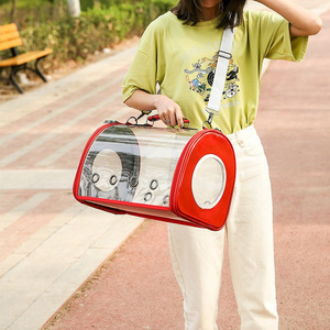 Transparent Pet <b>Carrier</b> Round Breathable <b>Cat</b> Dog Bag Outdoor Portable Travel <b>Backpack</b> Red Blue Pink White Solid Color 8000 - Product Image 1