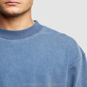 T-Shirt oversize <span class=keywords><strong>stile</strong></span> <span class=keywords><strong>Vintage</strong></span> a maniche lunghe 300 Gsm peso massimo collo finto T-Shirt da uomo - Product Image 4