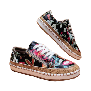 Women Flat Sneakers Summer Breathable Slip-On Walking Shoes Soft Sole Lazy Low-Top Cotton Fabric PU Outsole EVA <b>Insole</b> - Product Image 2