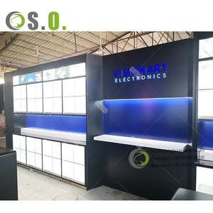 Estación de trabajo para teléfono móvil, mueble de madera blanca personalizado, decoración para <span class=keywords><strong>tienda</strong></span> de juegos de <span class=keywords><strong>Playstation</strong></span>, estante para teléfono móvil - Product Image 5