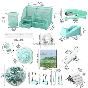 Set di <span class=keywords><strong>Accessori</strong></span> da Scrivania in Metallo 11-in-1 Viola Rosa Verde Include Portapenne Note Adesive Porta Nastro Trasparente per Ufficio - Product Image 6