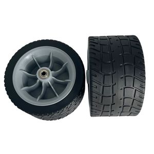 Pneu et roues de chariot de chariot de chariot pliant de plage de PVC de plastique solide de 7x4 pouces - Product Image 3